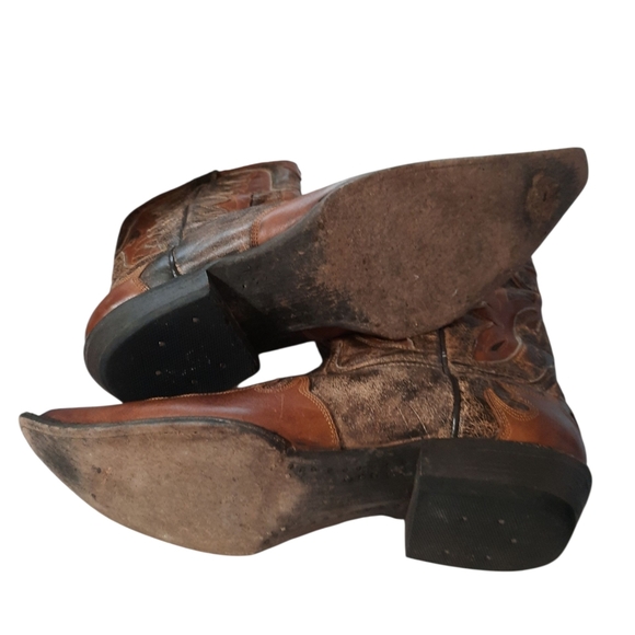 Stetson Distressed Brown Leather Cowboy Boots Size 11 D - Picture 7 of 14